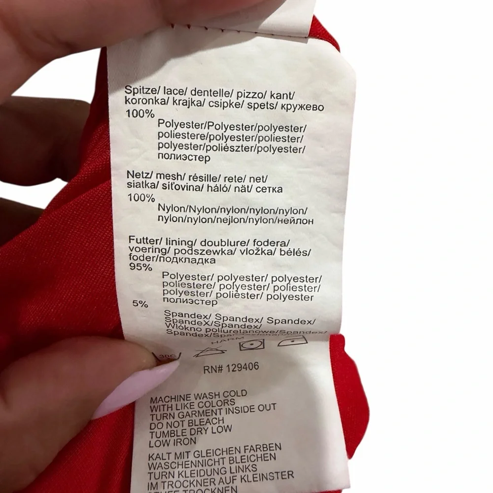 VENUS Red Lace Cutout Bodycon Mini Dress Cocktail Party Size 10 - Picture 5 of 6